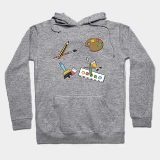 Artist Gift Watercolors Pencil Brush Illustration Hoodie